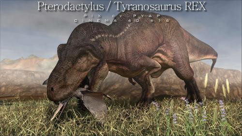 Tiranosaurus REX et un Ptérodactilus.